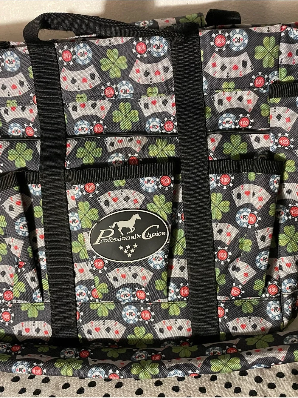 Black Storage Bag with Poker Print